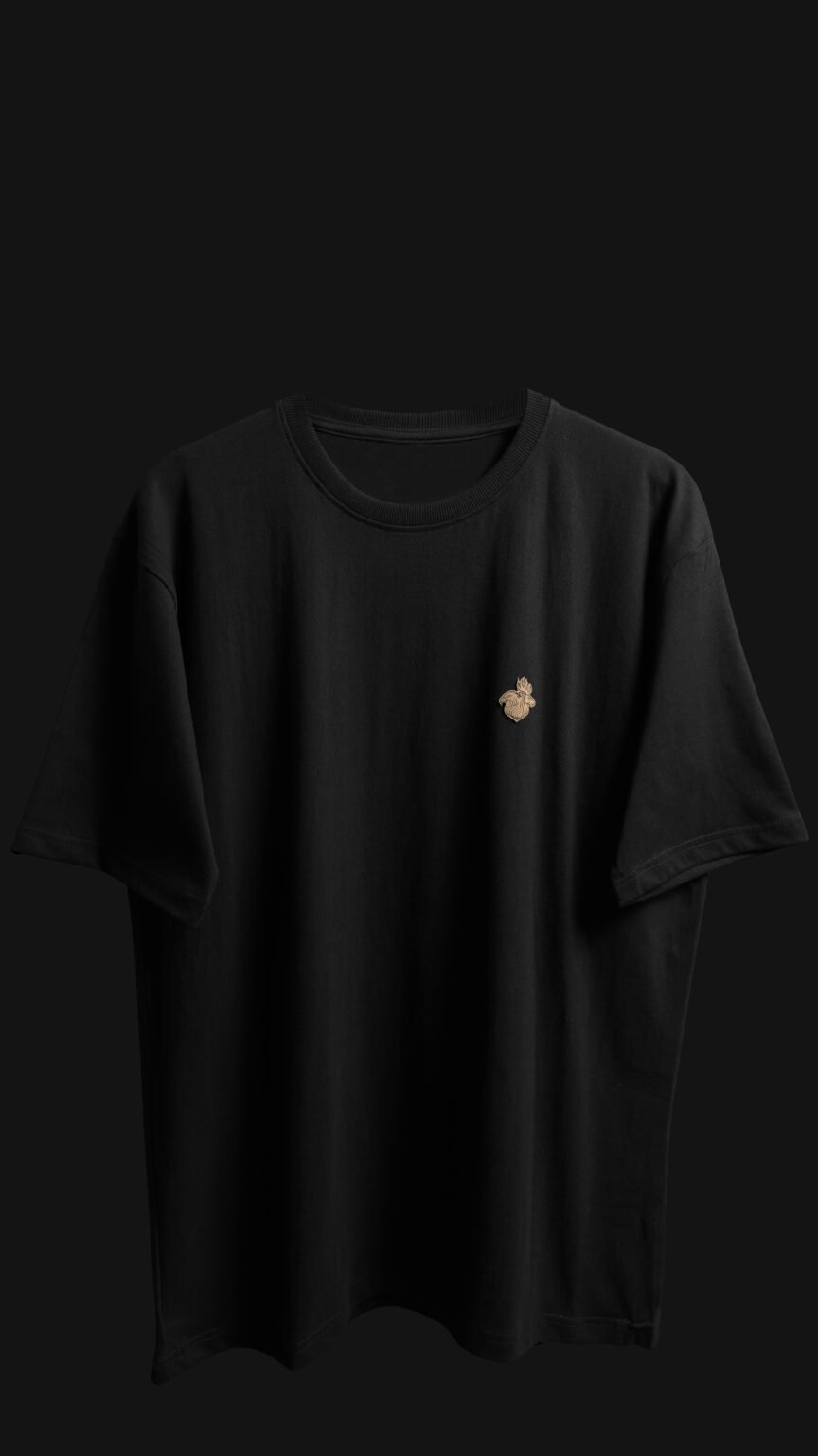 FalconMoose Noir Signature black oversized t-shirt full front view minimal luxury design