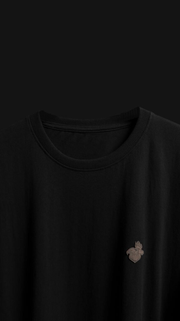 FalconMoose Noir Signature black oversized t-shirt front view
