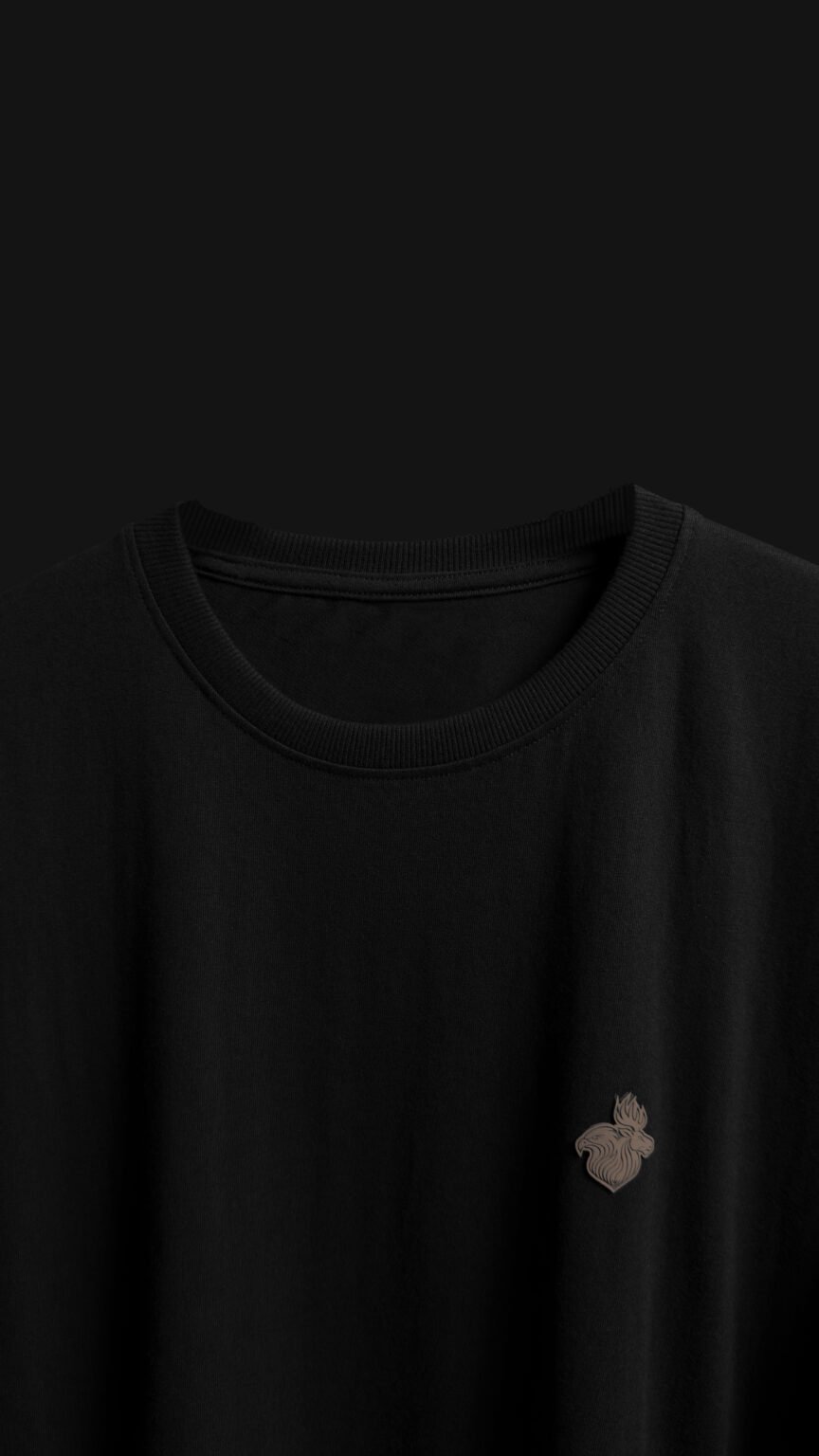 FalconMoose Noir Signature black oversized t-shirt front view
