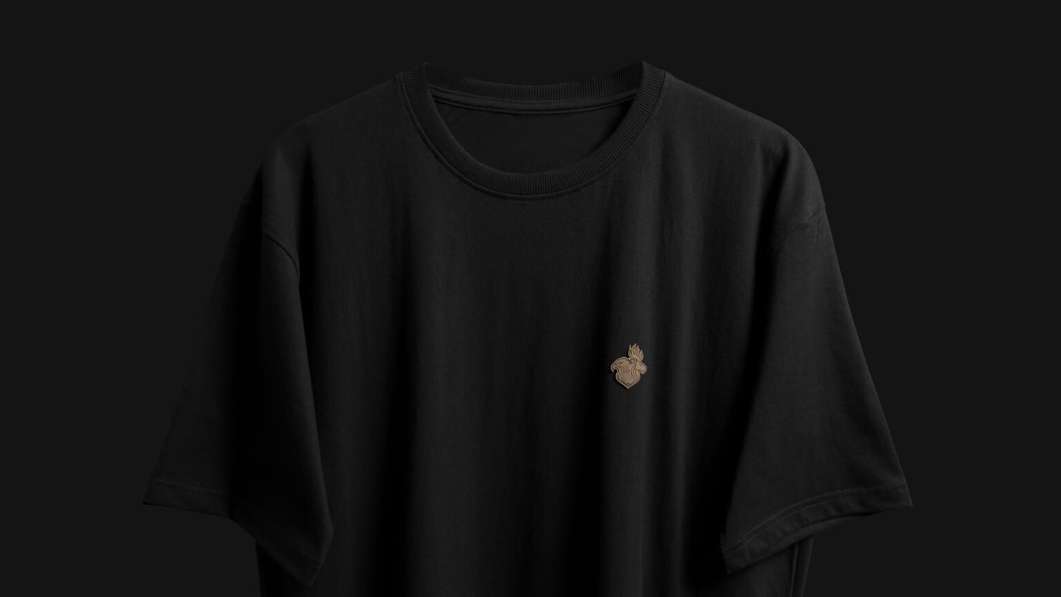 FalconMoose Noir Signature black oversized t-shirt front half view minimal design