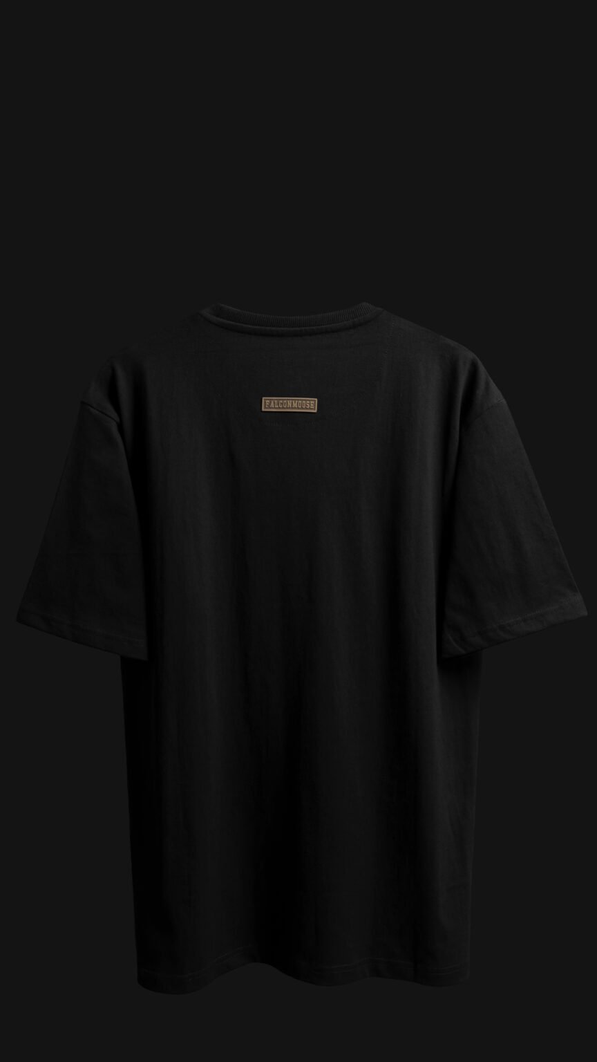 FalconMoose Noir Signature black oversized t-shirt full back view minimal design