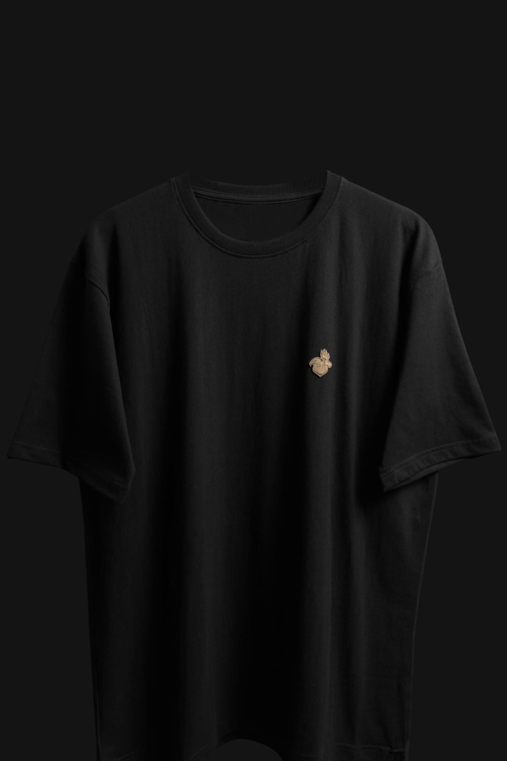 FalconMoose Noir Signature black oversized t-shirt full front view minimal luxury design