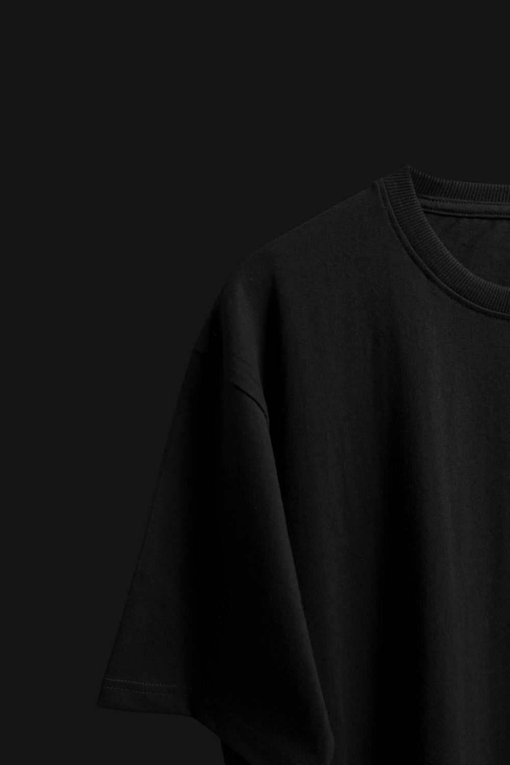 FalconMoose Noir Signature black oversized t-shirt left arm front half view